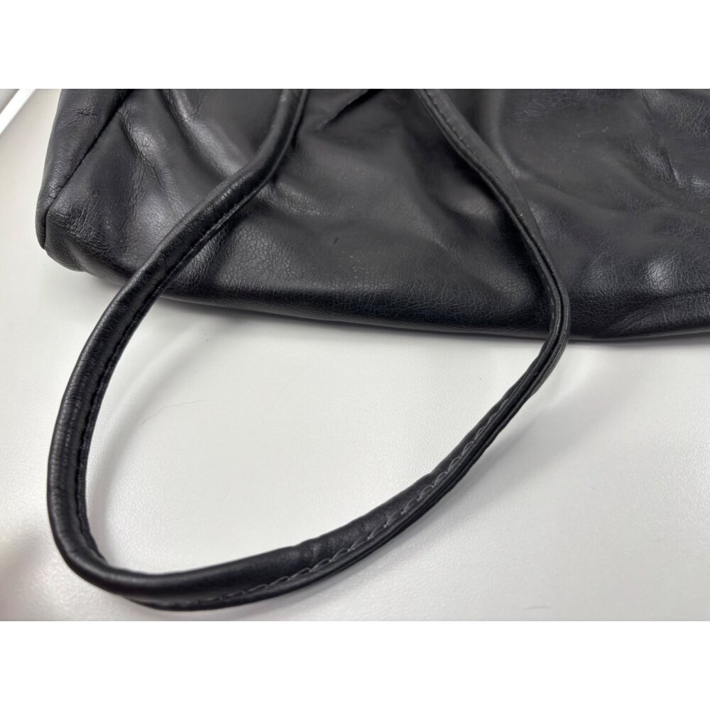 Vintage Black Leather Handbag With Tortoiseshell Frame & Gold Clasp Closure - Picture 7 of 7